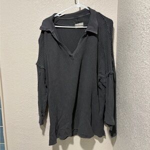 We The Free Black Button Down Shirt